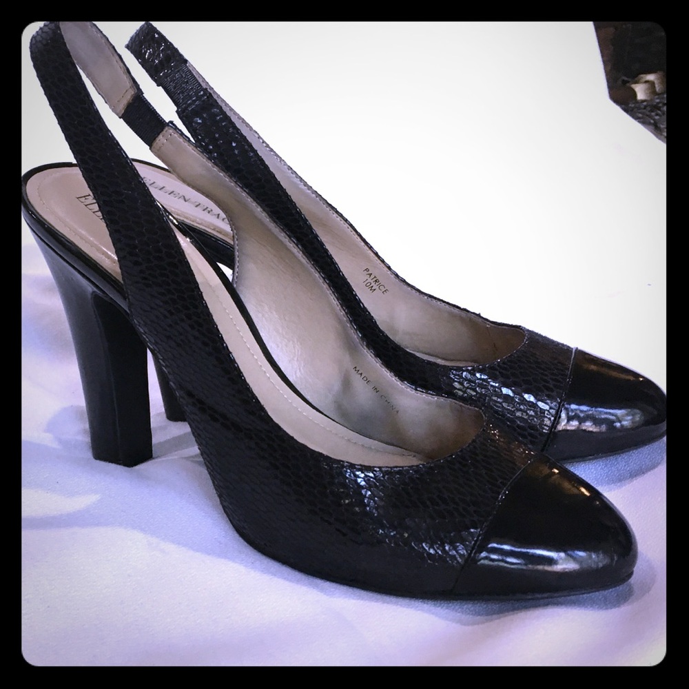 Ellen Tracy Patrice patent leather sling-backs